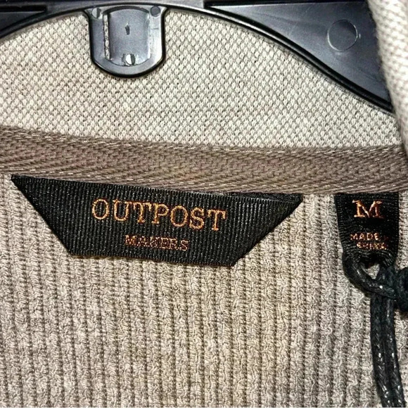 NEW Outpost Makers Buckle Sz M Knit 1/4 Zip Sweater Terry Cloth Beige Brown - Picture 3 of 13